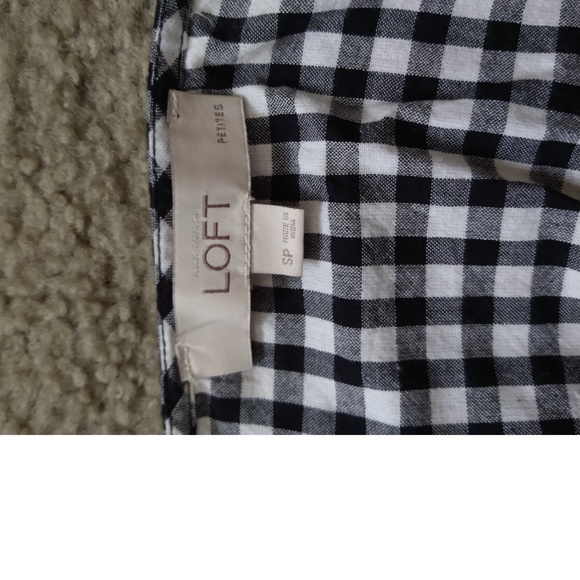LOFT - BLACK & WHITE CHECKED LONG SLEEVE SHIRT - SLEEVES HAVE TIES - SIZE SP - Picture 9 of 9
